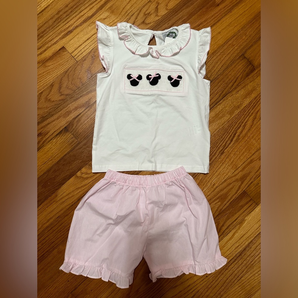 SMOCKED THREADS BY CECIL AND LOU MINNIE MOUSE SET SIZE 4T